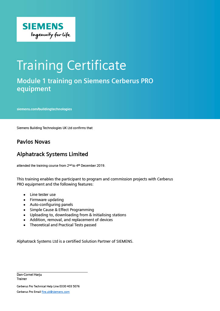 Certificate - Cerberus Pro Standard - Pavlos Novas
